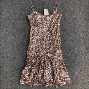 Adrianna Papell ruffle hem sequin dress size 12